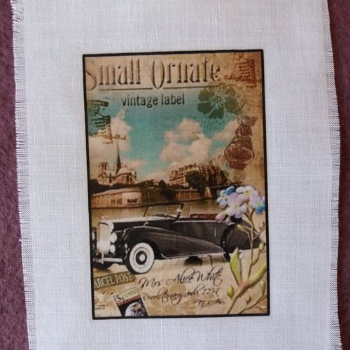 Customisation textile - transfert voiture rétro 2, créations textiles, collages, mixed-media, home-déco, loisirs créatifs