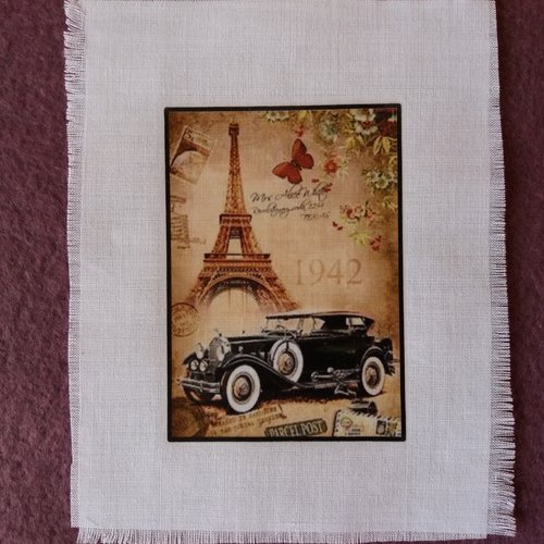 Transfert textile voiture rétro 1, créations textiles, customisation, collages, home-déco, mixed-media,  tous loisirs créatifs