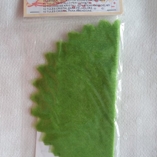 10 ronds tulles cristal  pour dragées - bonbonnières mariage, couleur verte