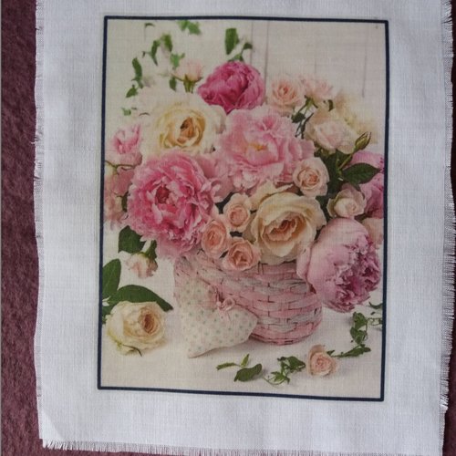 Transfert textile appliqué shabby romantique, bouquet fleurs, customisation, mixed-media, home-déco, projets  créatifs