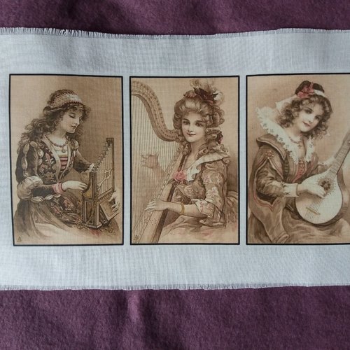 Transfert textile rétro 3 musiciens, couleur sepia, créations textiles, customisation, collages, home-déco, tous loisirs créatifs