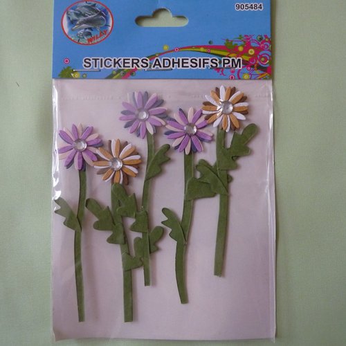 Stickers fleurs en papier adhésifs pour décorations scrap, cartes, papeterie, embellissements