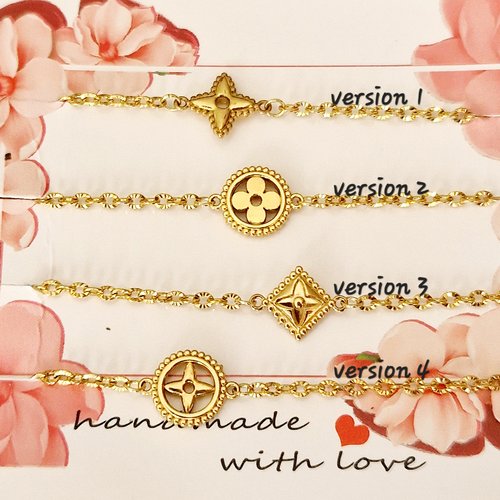 Bracelet trèfle doré en acier inoxydable, bracelet femme