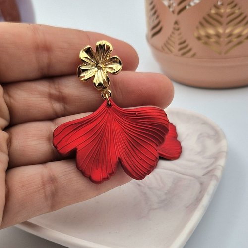 Boucles d'oreilles fleur ginkgo