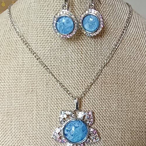 Parure  cabochon  peint à la main   a594