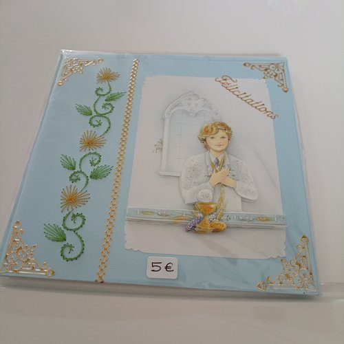 Carte brodée 3d 429 félicitation