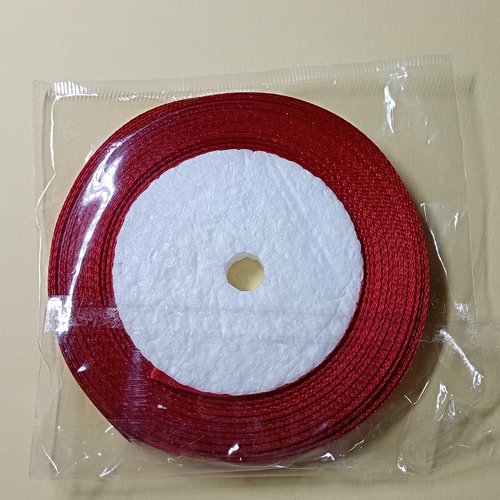 Bobine de ruban  6 mm de satin bordeaux