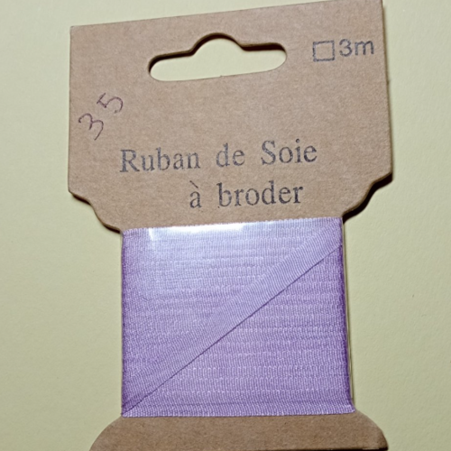 Ruban de soie à broder parme