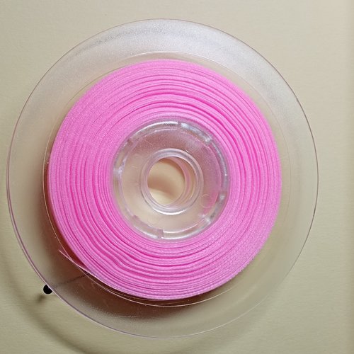 Bobine de ruban 9 mm  d'organdi  rose