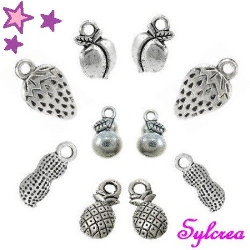 7 breloques mixte CHOUETTE hibou oiseau 21 à 14 mm pendentif métal argenté