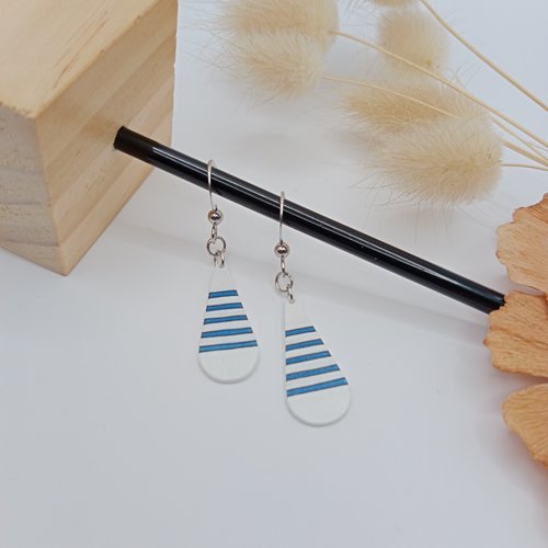 Boucles d'oreilles collection faïence rayées