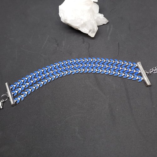 Bracelet en épi bleu émail
