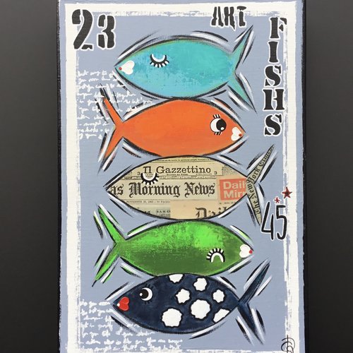 Tableau peinture poissons