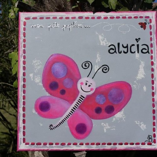 Tableau papillon rose