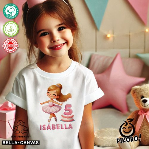 T-shirt personnalisé enfants bébé anniversaire, garçon et fille danseuse, colorée, rose, bleu