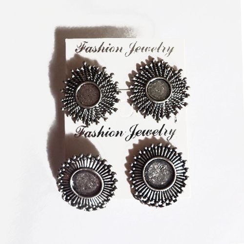 Boucles d'oreilles argentés pour cabochon 8mm et 10mm x 4