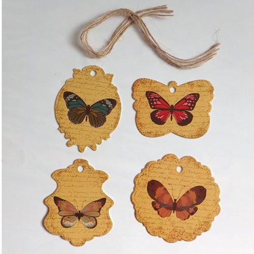 Embellissements étiquettes papillon x 4