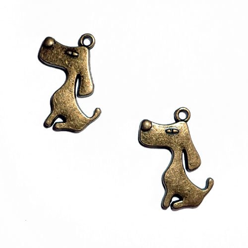 Breloques chiens bronze x2
