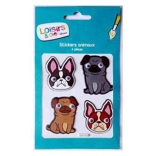 Stickers chiens bulldog 3d 