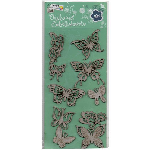 Embellissements papillons en carton x 10
