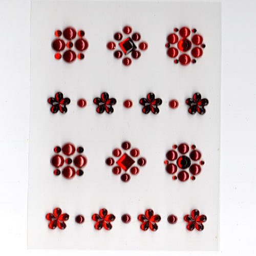Stickers frises et motifs en strass rouges