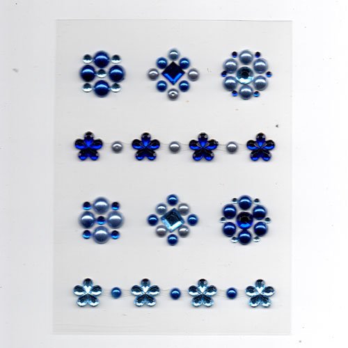 Stickers frises et motifs en strass bleus