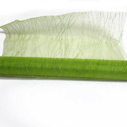 Tissu organza vert anis filaments 30 cm x 2m80