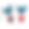 Boutons coeurs bleus et rouges x 4
