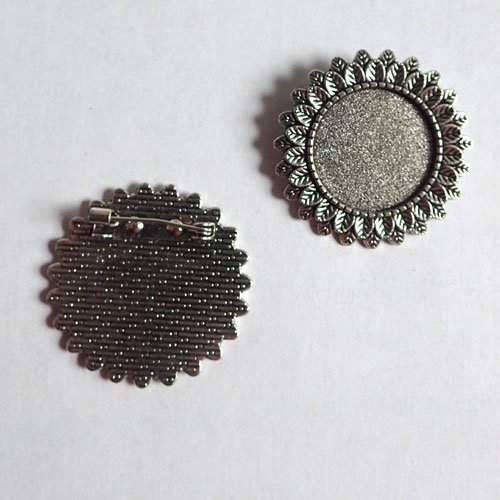 Broches plumes supports pour cabochon 20 mm x2