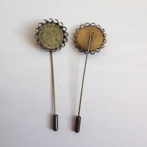 Broches fibules bronze pour cabochon 18 mm x 4