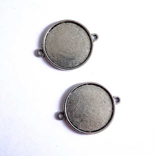 Connecteurs pour cabochons 25 mm argentés x 2