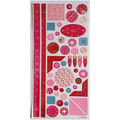 Stickers coeurs étiquettes roses x 45