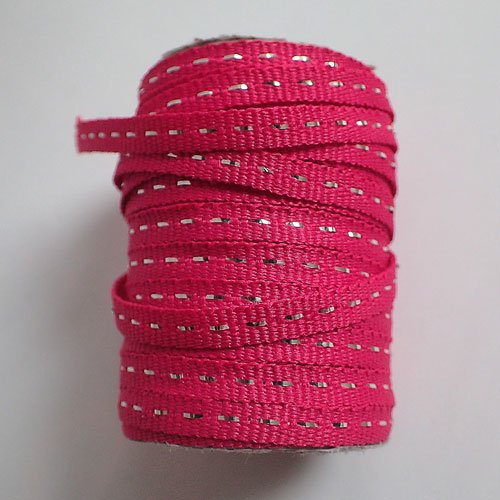 Ruban rose avec fil argenté x 4 m