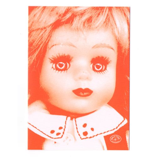 Carte poupée avec yeux en coeurs