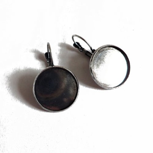 Supports de boucles d'oreilles argenté pour cabochon 20 mm x 12