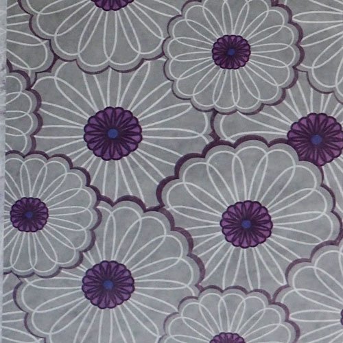 Papier de soie fleurs grises et violettes 26 x 37,5 cm