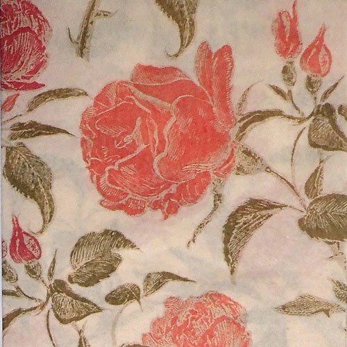 Papier de soie roses sur tiges 26 x 37,5 cm
