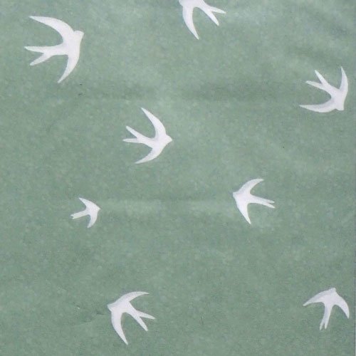 Papier de soie vert oiseaux blancs 26 x 37,5 cm