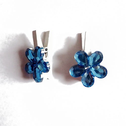 Pinces à linge fleurs bleues x4