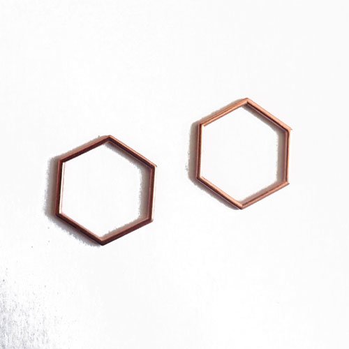 Connecteurs hexagones or rose  2 cm x 10