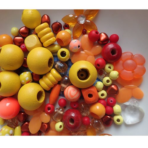 Perles orange jaune lot