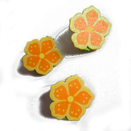 Pinces à linge fleurs tahiti jaune orange x3