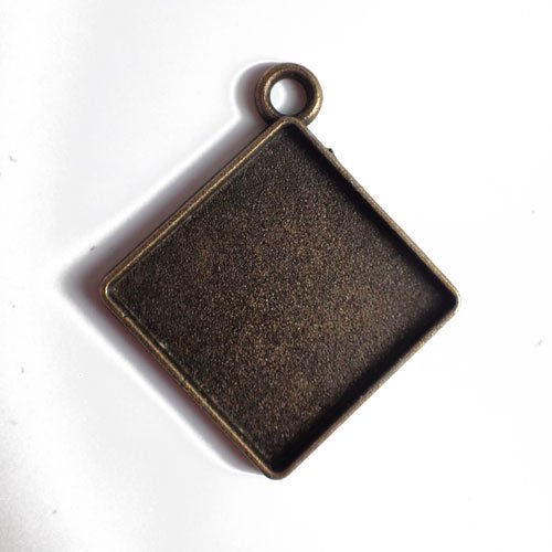 Support bronze pour cabochon carré 20 mm