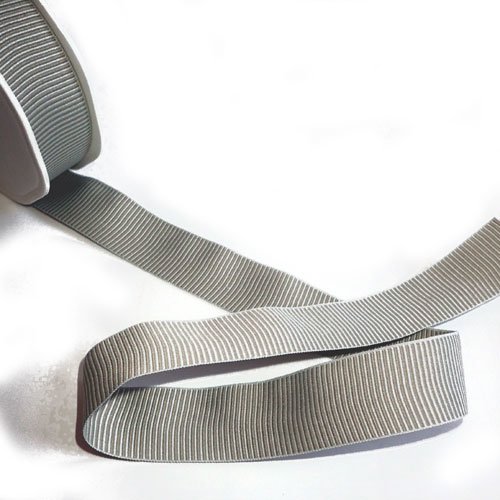 Ruban gris taupe côtelé 25 mm x 1m