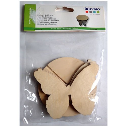 Support bois plateau à décorer papillon table
