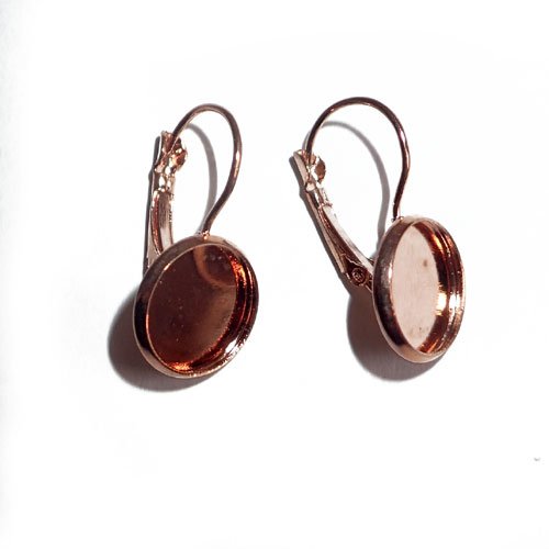 Supports de boucles d'oreilles or rose pour cabochon 12 mm x4