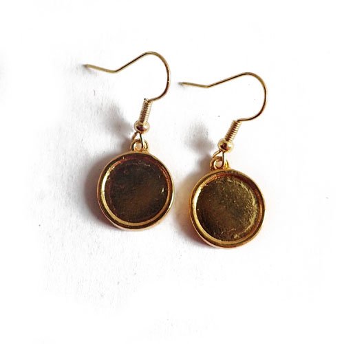 Supports de boucles d'oreilles pendantes dorées pour cabochon 12 mm x16