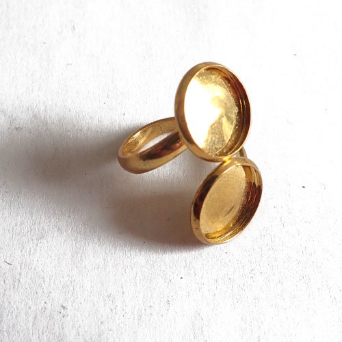 Bagues dorées double pour cabochon 12 mm x 4