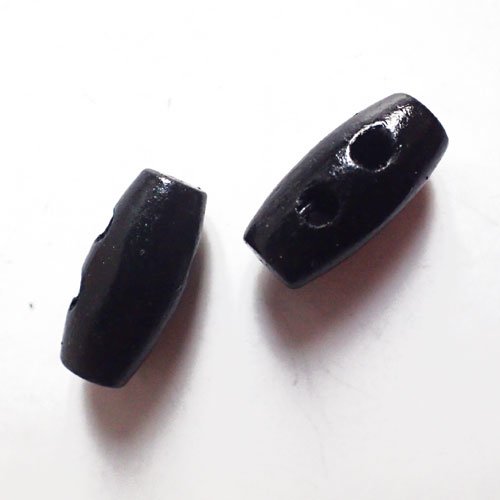 Boutons perle noir bois 1,5 cm x 12