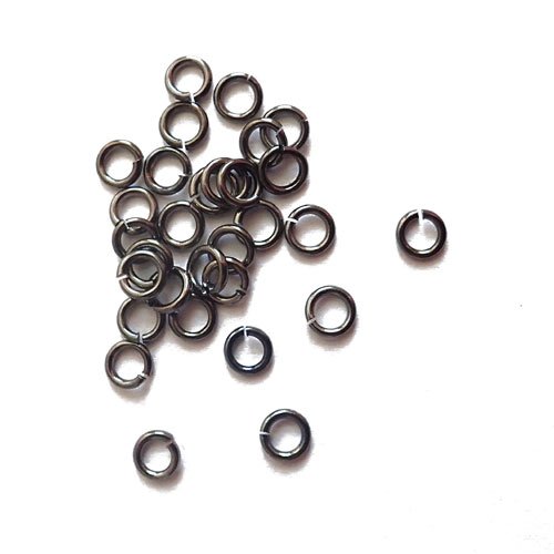 Anneaux gun métal ouvert 4 mm x 25